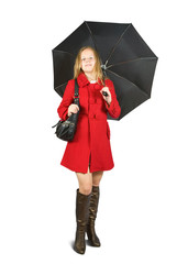 girl in cloak with umbrella