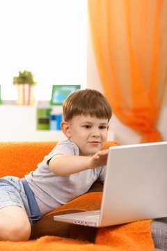 Five year old with computer