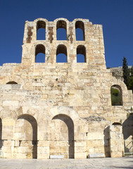 Fototapeta na wymiar Arches of the roman theater under Acropolis of Athens