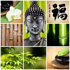 Deurstickers zen bamboe boeddha © Beboy