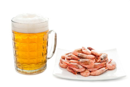 Beer and prawns