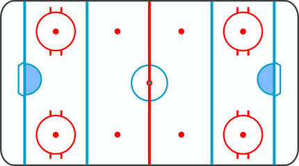 ice hockey ground with all lines on white background