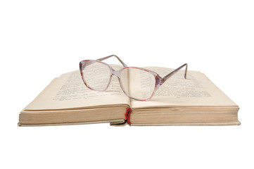 glasses and book
