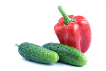 cucumber and sweet pepper