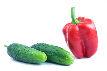 cucumber and sweet pepper