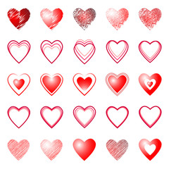 Heart icons. Design elements set.