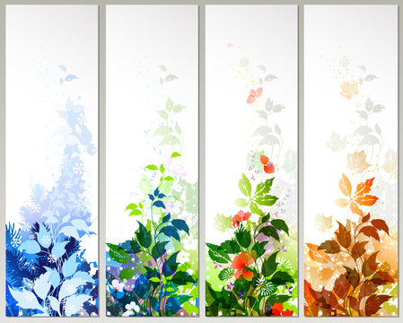 Set of four season banners