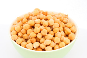 Chickpea in green bowl detail