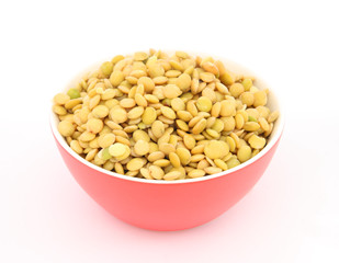Lentil in red bowl