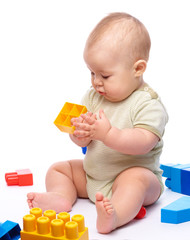 Little boy with building bricks