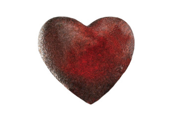Dark red maroon heart with stone textured solid rock