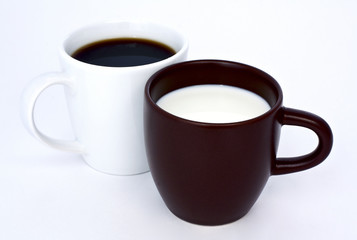 Two cups of coffee and milk