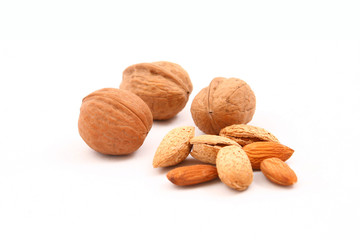 dried wallnuts and almonds