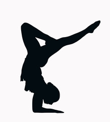 Sport Silhouette - Female Gymnast doing arm stand