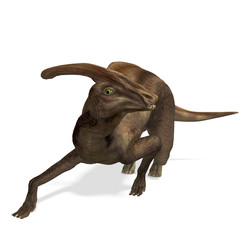 Dinosaur Parasaurolophus. 3D rendering with clipping path and