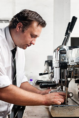 Coffee barista at work