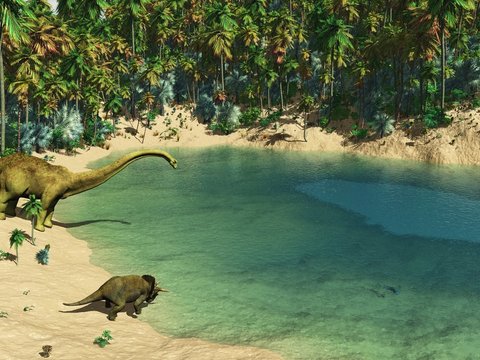 Dinosaurier an der Wasserstelle