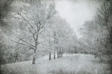 grunge image of winter landscape