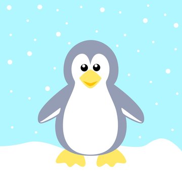 Stock Vector of a Penguin on Blue Background