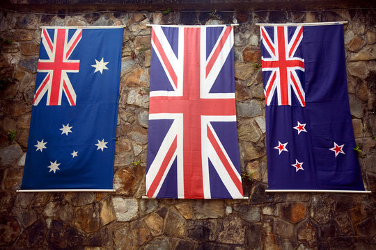 Anzac Day - Australia, Great Britain and New Zealand Flags