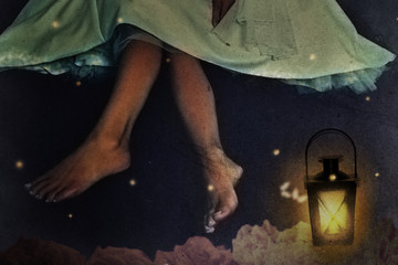 woman at night in the garden