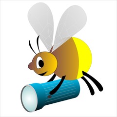 beetle and flashlight, vector illustration