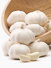 Close up of garlic on white background
