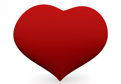 One big red heart isolated on white. 3D love concepts.