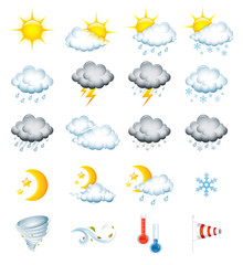 Set of 20 high quality vector weather icons - obrazy, fototapety, plakaty