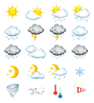 Set of 20 high quality vector weather icons