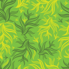 Fototapeta na wymiar Seamless green floral pattern with leafs