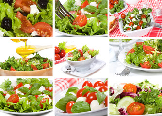 collage with salad
