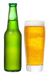 bottle and glass with beer