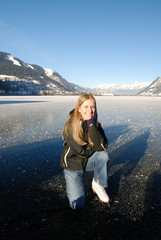 Ice Skating on frozen lake