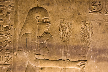 Altägyptische Priesterin mit Weizenernte