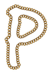 Like Golden Chain Isolated Alphabet Letter P