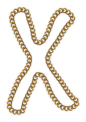 Like Golden Chain Isolated Alphabet Letter X