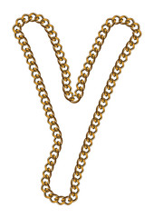 Obraz premium Like Golden Chain Isolated Alphabet Letter Y