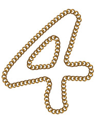 Like Golden Chain Isolated Alphabet Number Four