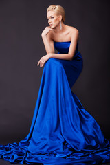 Fototapeta premium Beautiful woman in blue