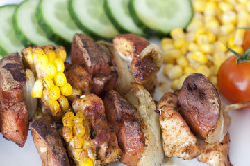 Chicken and vegetable kabobs