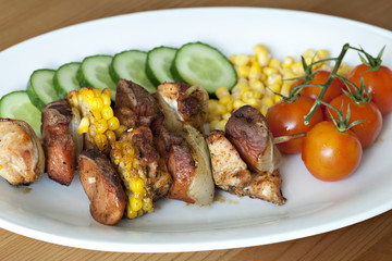 Chicken and vegetable kabobs