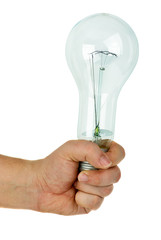 Giant tungsten lamp in hand