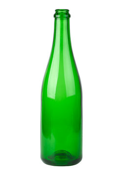 Empty green champagne bottle