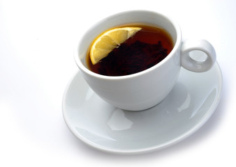 Cup of tea with a lemon