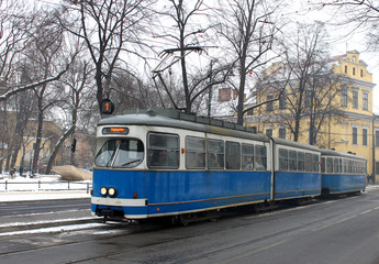 Fototapeta na wymiar Old tram in Krakow