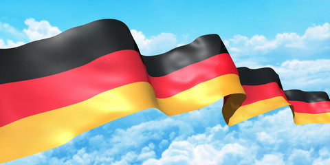 Germany flag ribbon high in the sky. 3d concept illustration