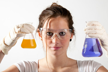attraktive Chemikerin Chemie Labor Experiment