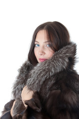 girl in a fur coat