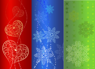 Colorful  vertical banner design in three variants.